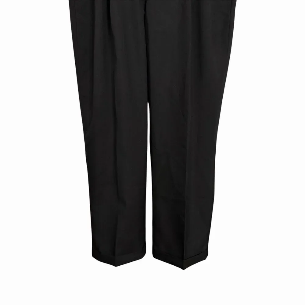 Enrico Rossini Mens Sz 38x30 Black Pleated Tailored Trousers Wrinkle Resistant